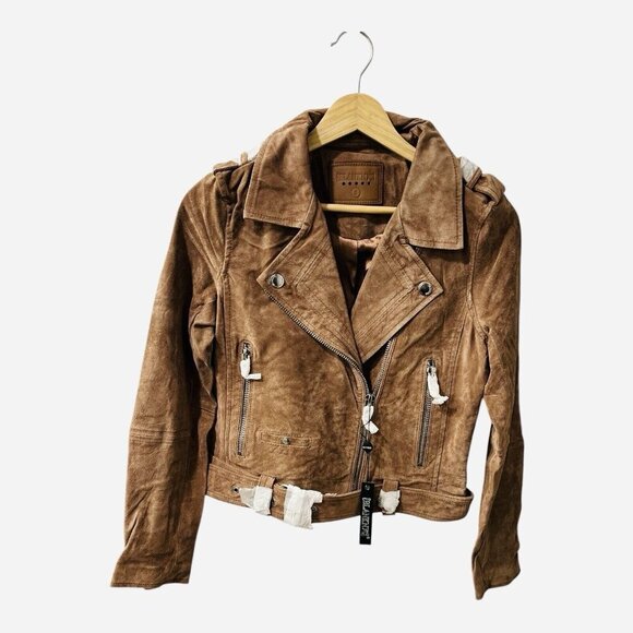 BLANK NYC Moto Jacket Suede Leather Light Brown Coffee Bean NEW W/ Tags Size S - Picture 3 of 12